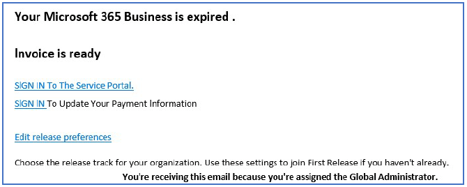 Fake email example